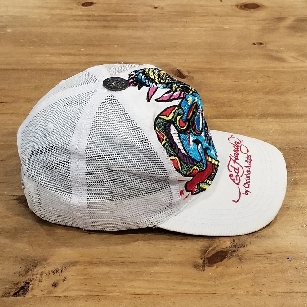 Ed Hardy Hat Snapback White Skull Eagle Embroidered One Size Adjustable - Picture 4 of 11